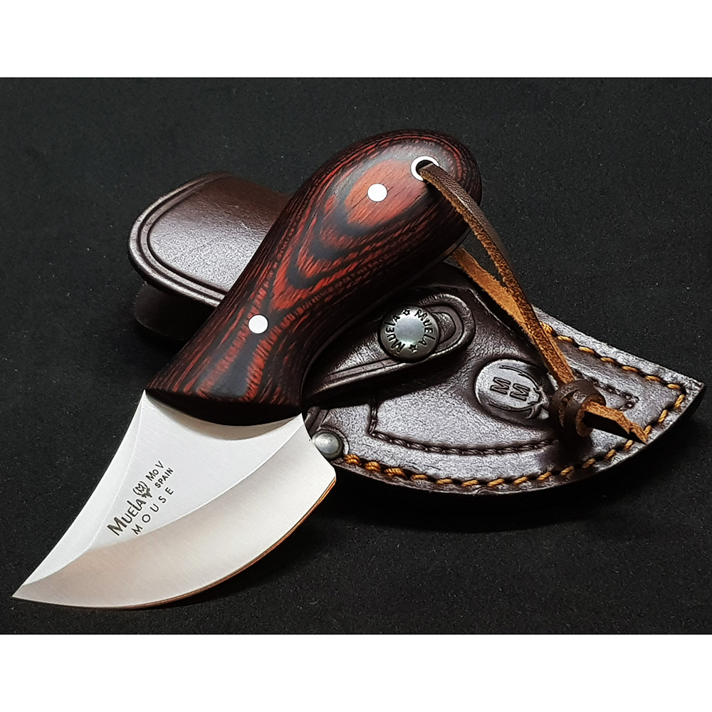 Нож-скиннер "MOUSE", клинок 6,5 см, рукоять красная микарта, ножны кожа Нож-скиннер "MOUSE", клинок 6,5 см, рукоять красная микарта, ножны кожа