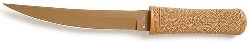 Нож "Hissatsu", матовый клинок, коричневое покрытие, рукоять коричневая, пластиковые ножны коричневы