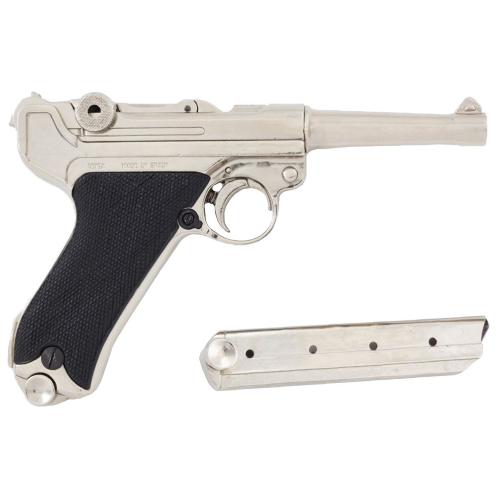 Пистолет Люгер модель P08, полуавтоматический, Германия, 1898 г., никелированный корпусплас, тиковые