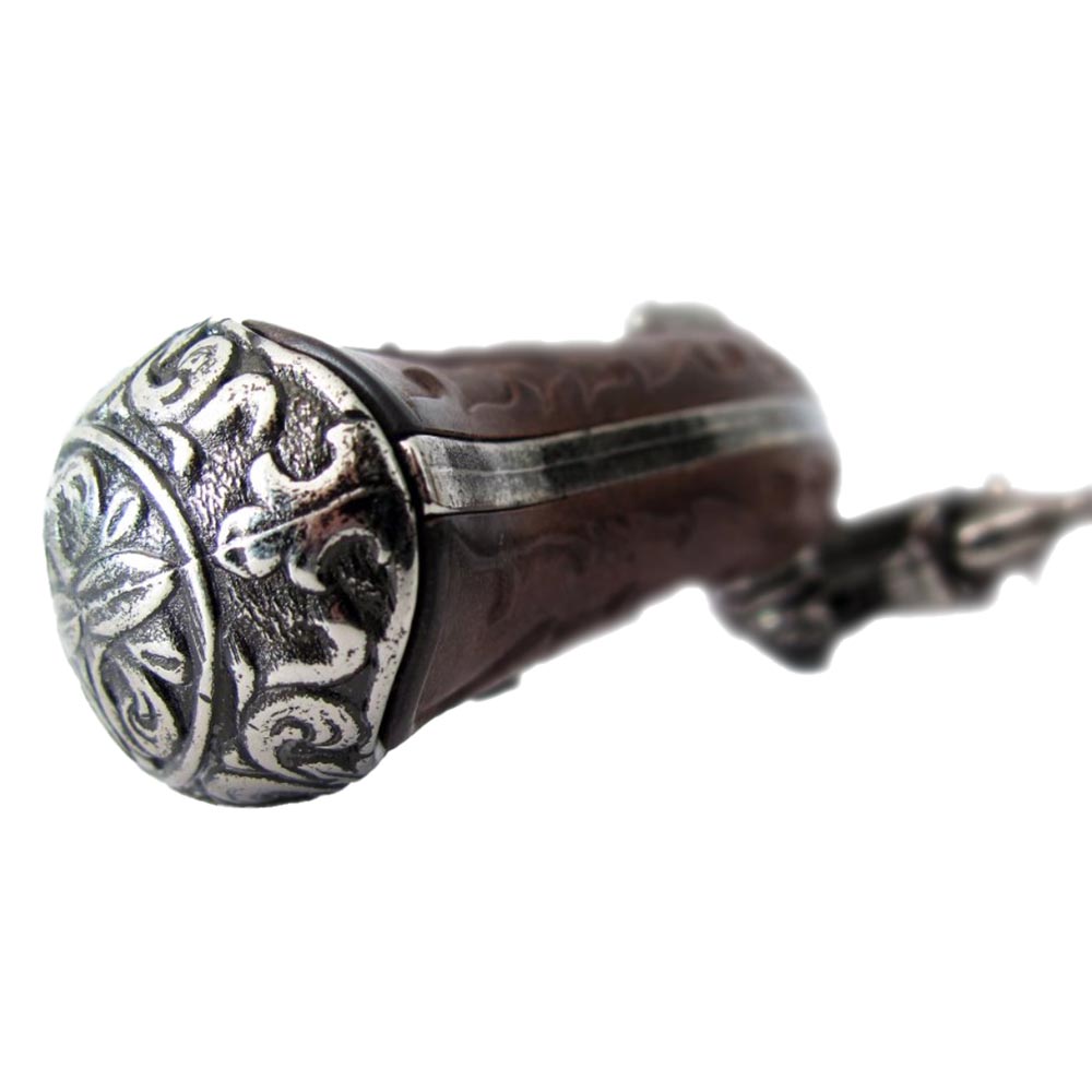 Пистолет кремневый двуствольный, репродукция с кремневым замком, из дерева и металла с имитацией гра Пистолет кремневый двуствольный, репродукция с кремневым замком, из дерева и металла с имитацией гра