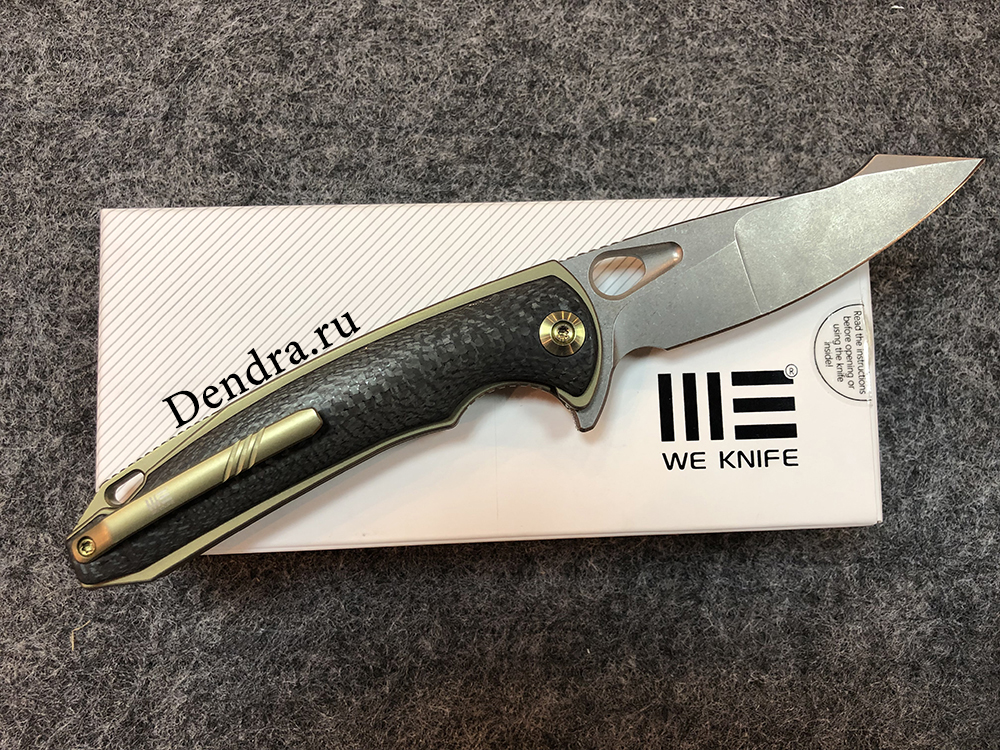 Нож складной  Yucha 810C,цвет золотистый, сталь CPM-S35VN, длина клинка 100 мм, рукоять титан/карбон