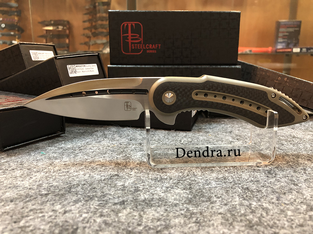 Нож Glimpse 7.0, сталь CPM-S35VN, длина клинка 3.750″, сатин, рукоять G10/карбон,песочная, дол