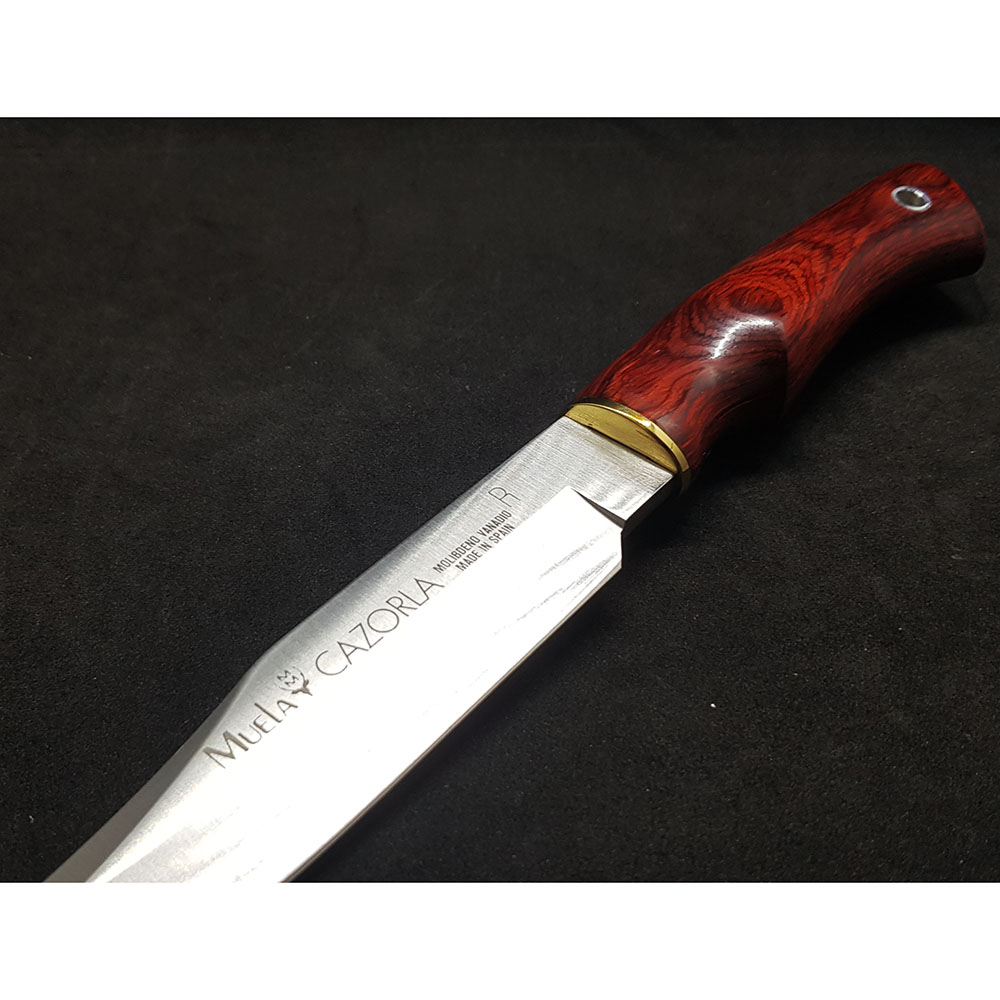 Нож серии серии "CAZ" с фикс клинком длиной 16 см, рукоять красная микарта, ножны кожа