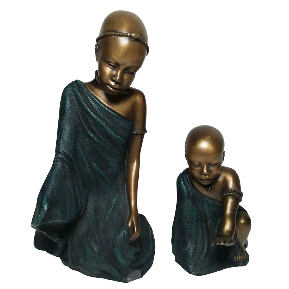 Фигурка Дети Масаи-Нафула и Ньери,сидящ,патина,полистоун Фигурка Дети Масаи-Нафула и Ньери,сидящ,патина,полистоун