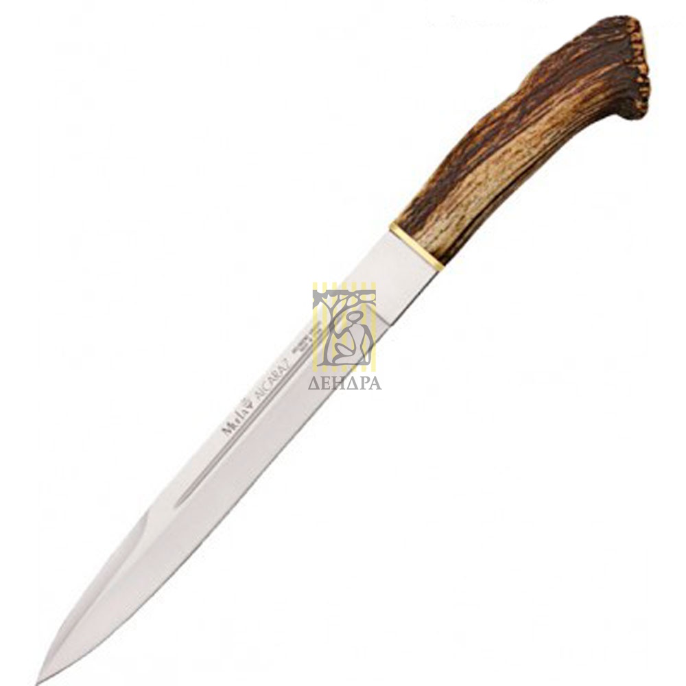 Нож "ALCARAZ" с фикс клинком длиной 19 см, рукоять рог оленя с кроной, ножны кожа