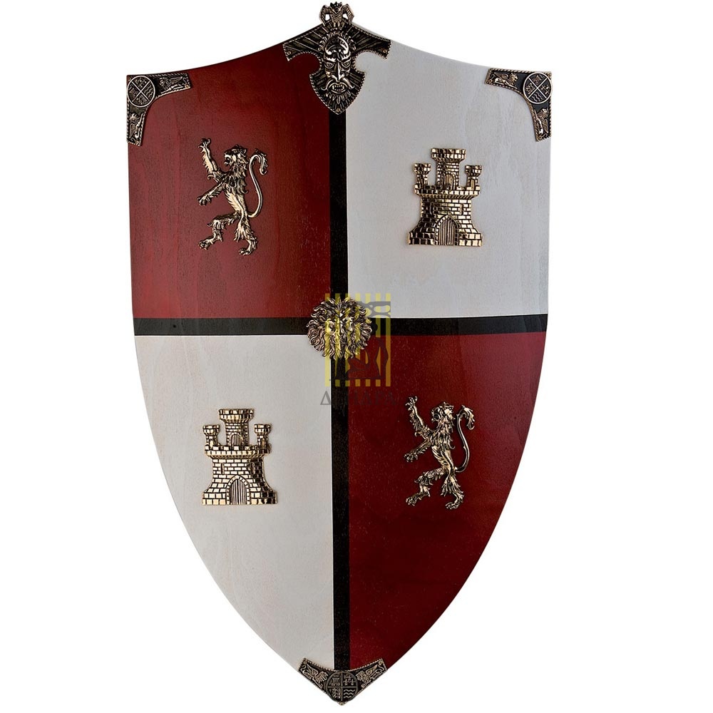 Щит геральдический "Эль Сида", цвет красно-белый, размер 76 х 48 см, материал дерево, латунь