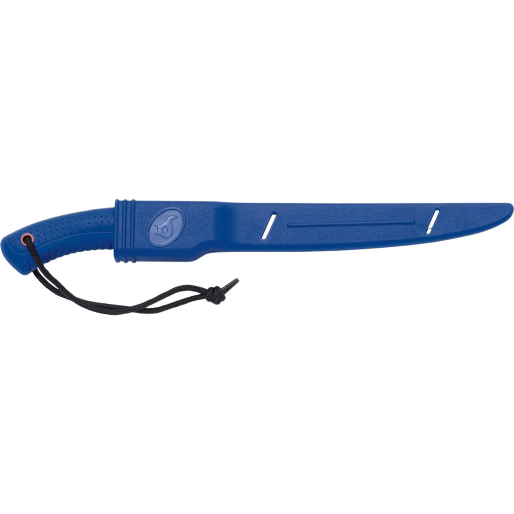 Нож филейный, сталь 420C, клинок 20 см, рукоять и чехол полипропилен, цвет синий с красным