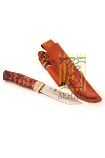 Нож "Survival", рукоять карельская береза и рог оленя, кожаный чехол