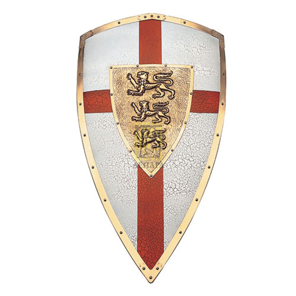 Щит Ричарда "Львиное Сердце" цвет красно-белый,  размер 69 х 46 см, материал металл с покрытие керам