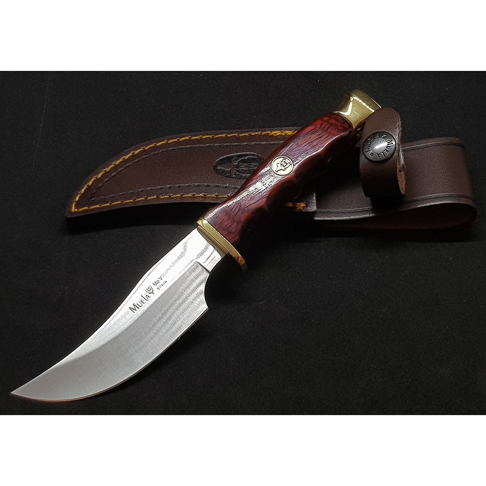 Нож "DP" с фикс клинком длиной 10 см, рукоять красная микарта, ножны кожа