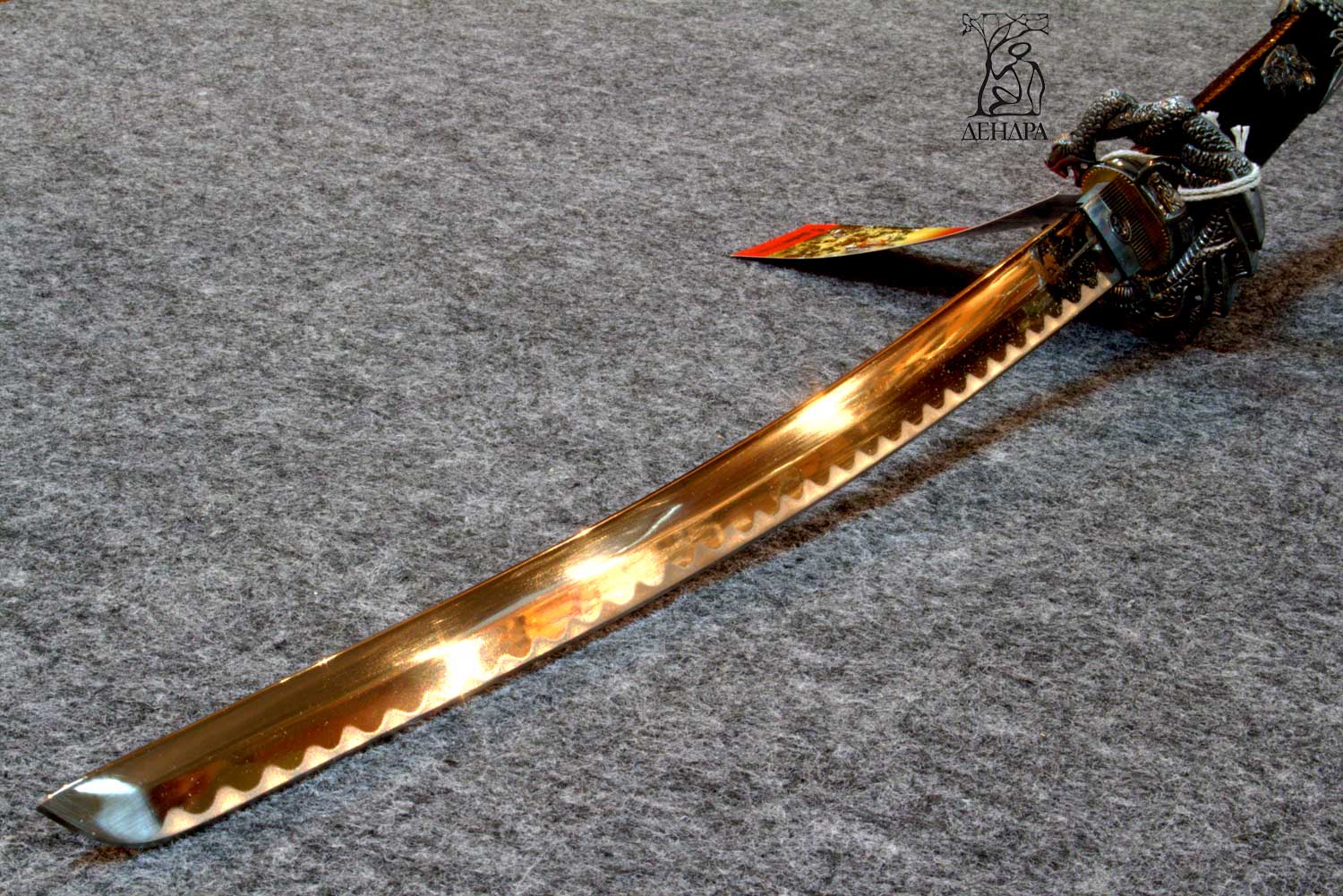 Вакидзаси "Черная Змея", цвет чёрно-серый, ножны плетёные, латунь