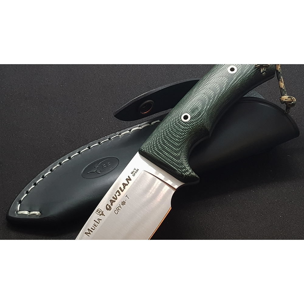 Нож "GAVILAN" с фикс клинком длиной 13 см, рукоять зеленая микарта, ножны кожа