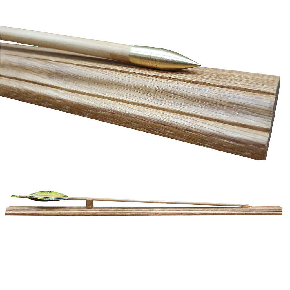 Подарочная деревянная стрела с золотым наконечником на подставке Подарочная деревянная стрела с золотым наконечником на подставке