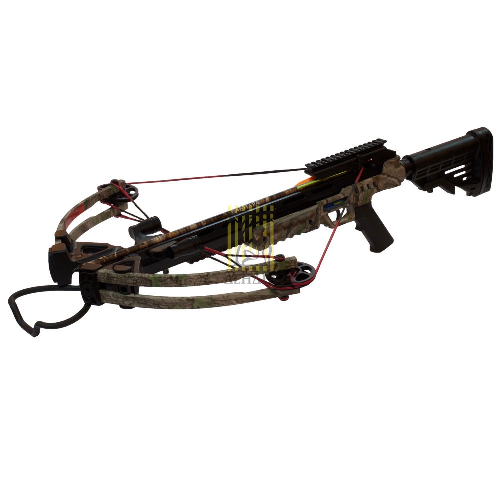 Арбалет блочный с защитой от холостого выстрела, начальная скорость 370 фут/сек, расстояние между ос