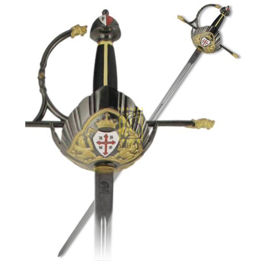 Шпага мушкетеров, Франция, рукоять черная, эфес черно-золотой