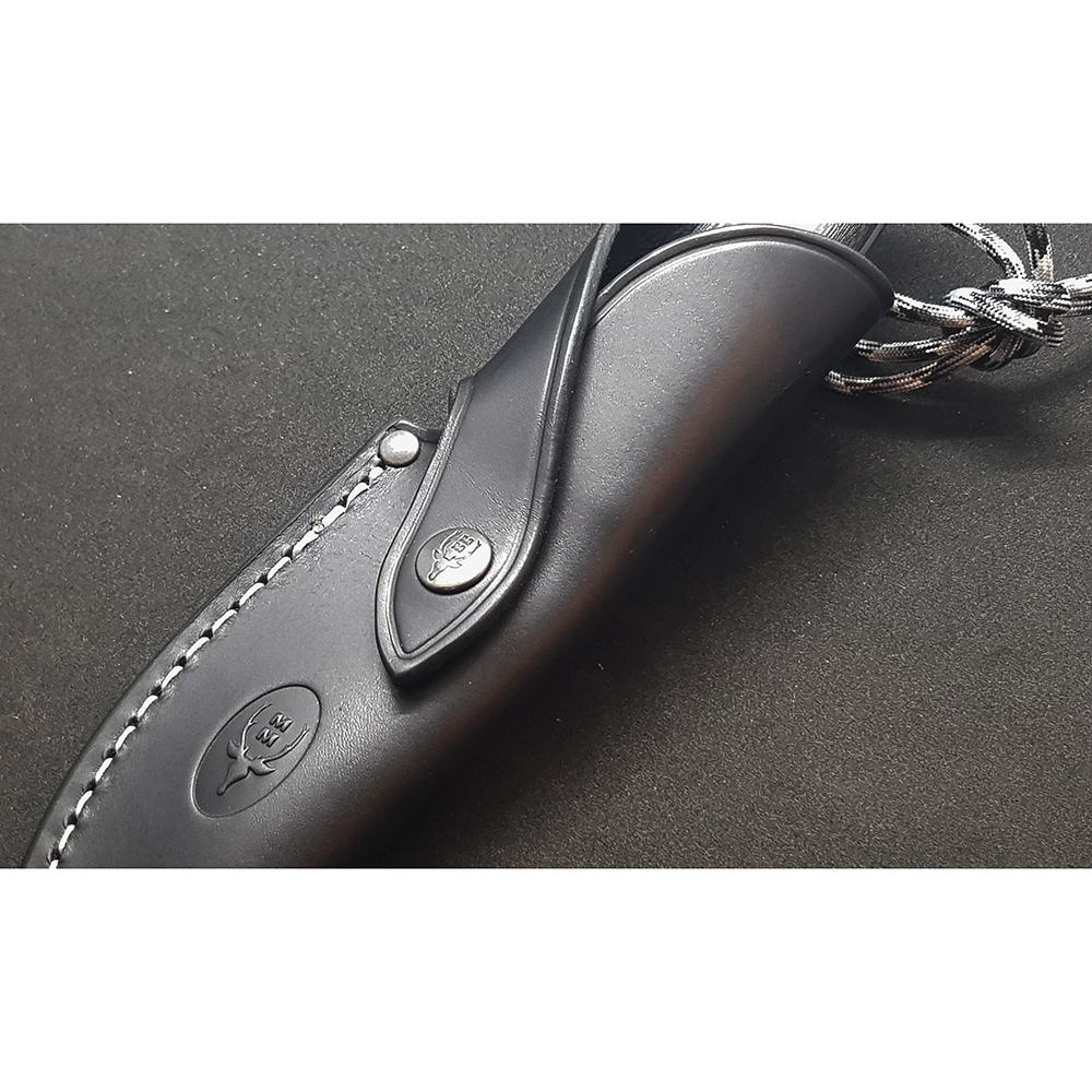 Нож "GAVILAN" с фикс клинком длиной 13 см, рукоять черная микарта, ножны кожа