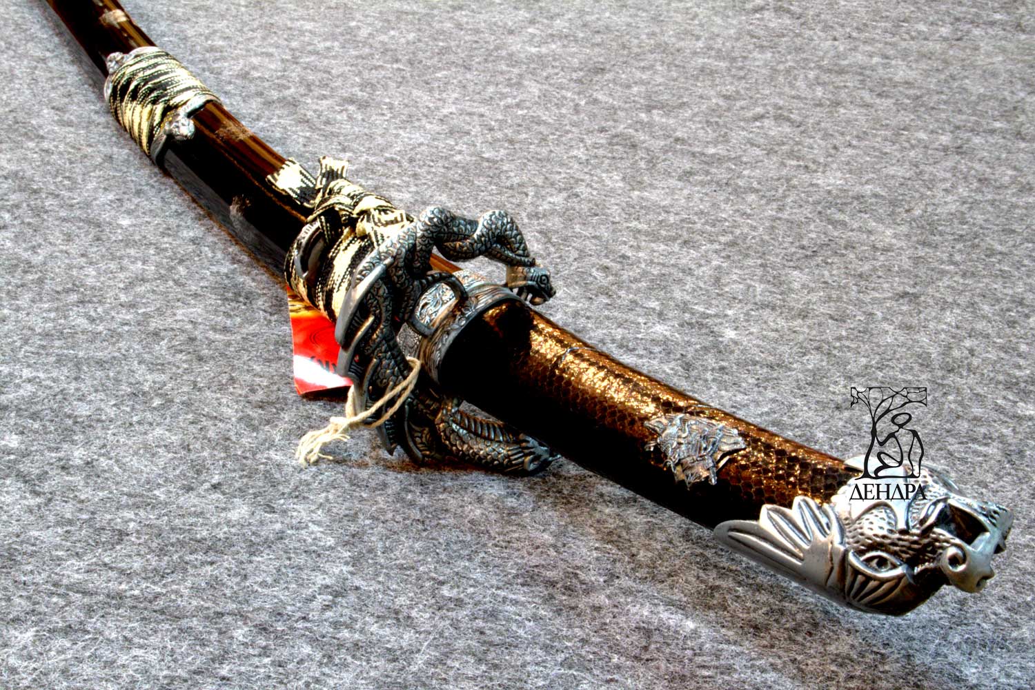 Катана "Черная Змея", цвет чёрно-серый, ножны плетёные, латунь