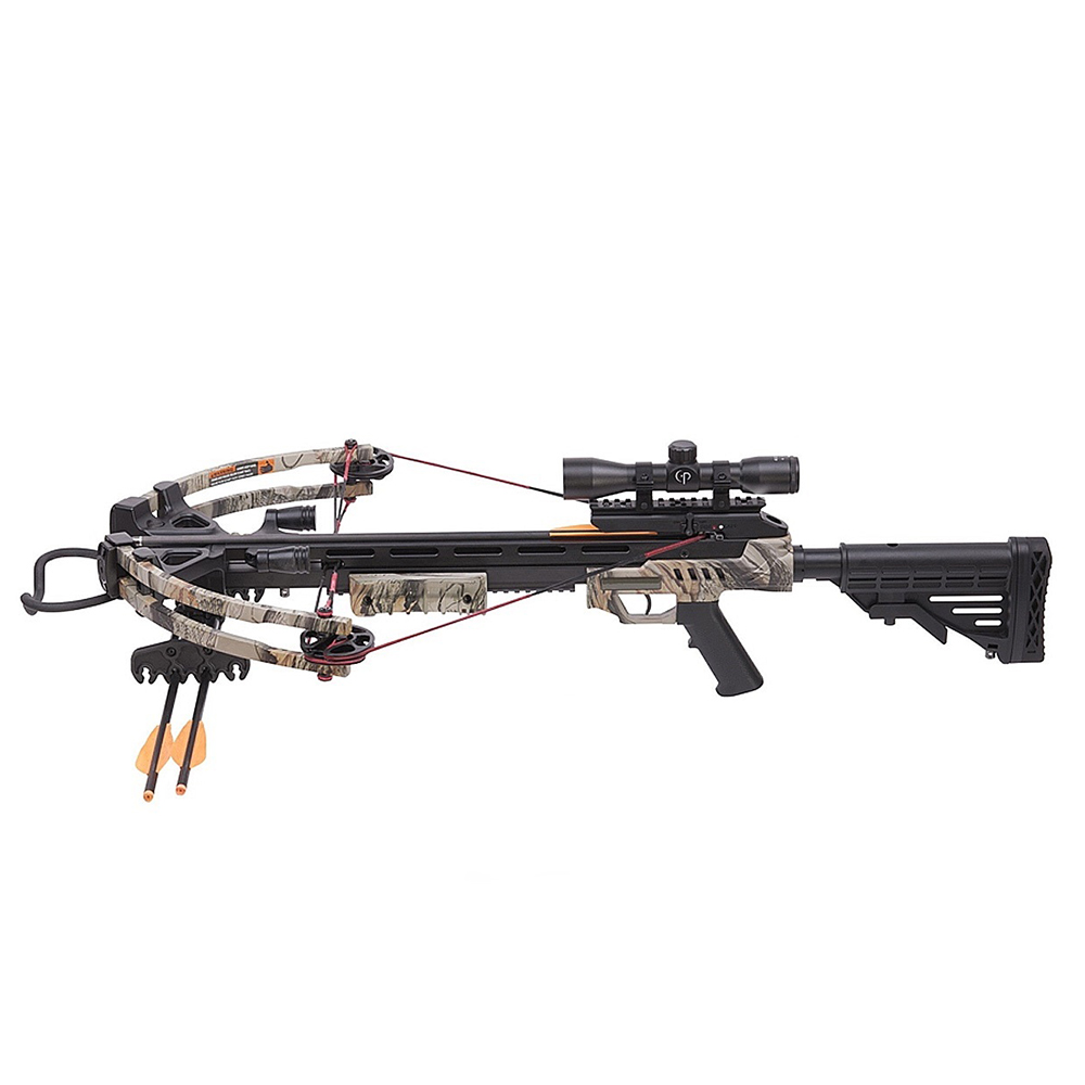 Арбалет блочный с защитой от холостого выстрела, начальная скорость 370 фут/сек, расстояние между ос