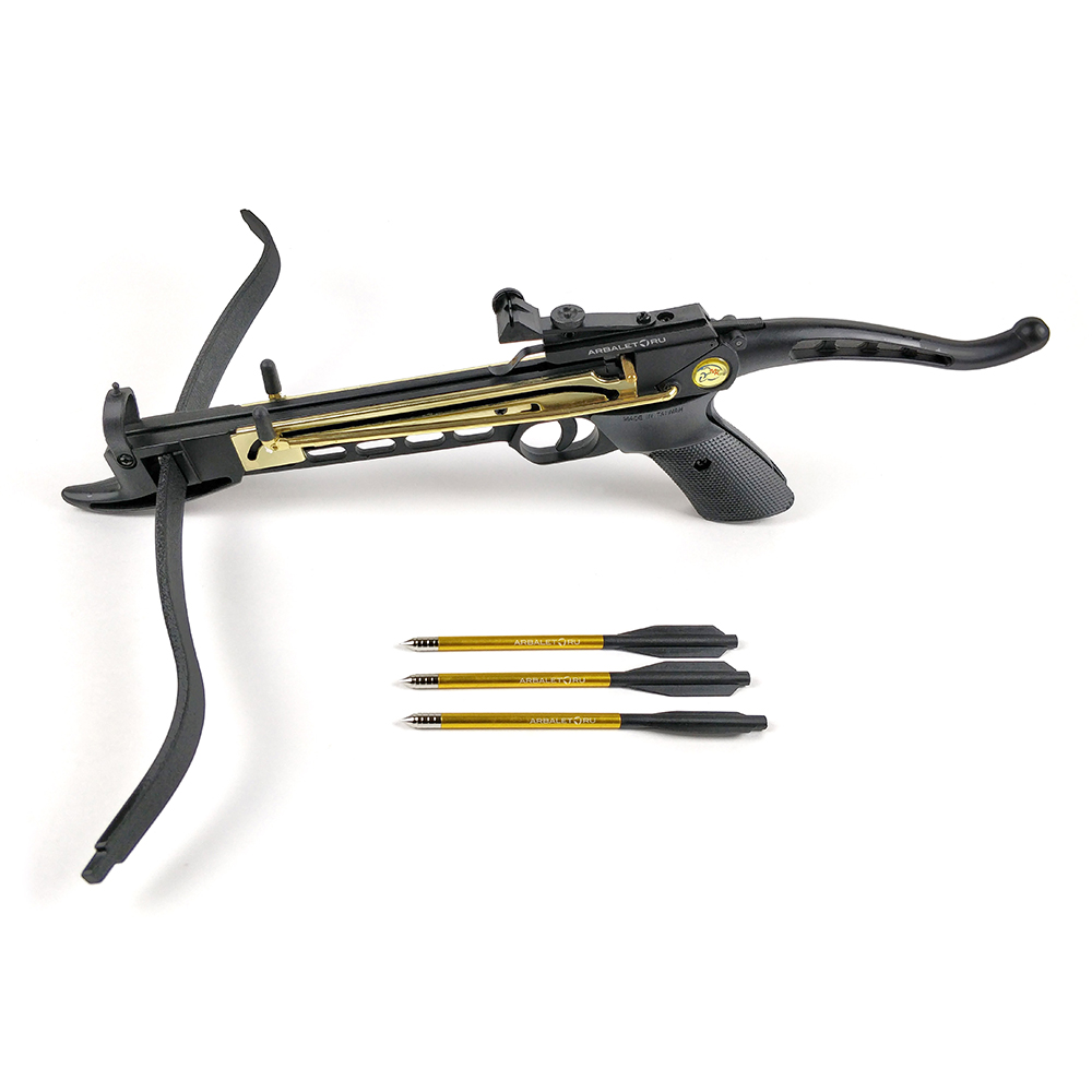 Арбалет-пистолет силой 80 lbs, приклад и ствол алюминий, с упором для перезарядки, 3 алюминиевые стр