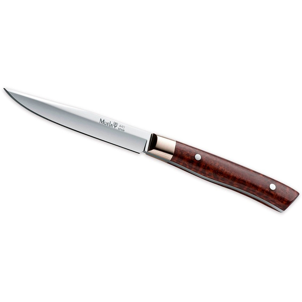 Нож "MA" с фикс клинком длиной 10 см, рукоять палисандр, ножны кожа