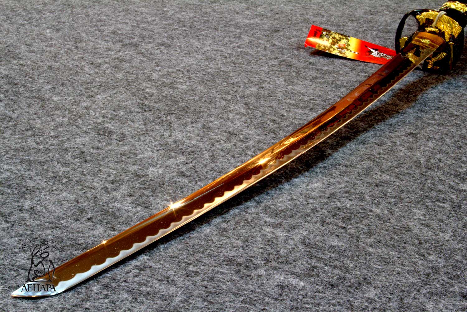 Катана, клинок 440 сталь, ножны деревянные черные, цуба латунь