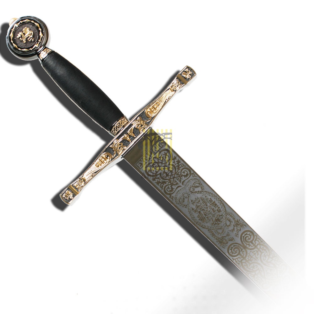 Меч "Эскалибр", клинок с гравировкой, цвет черно-золотой