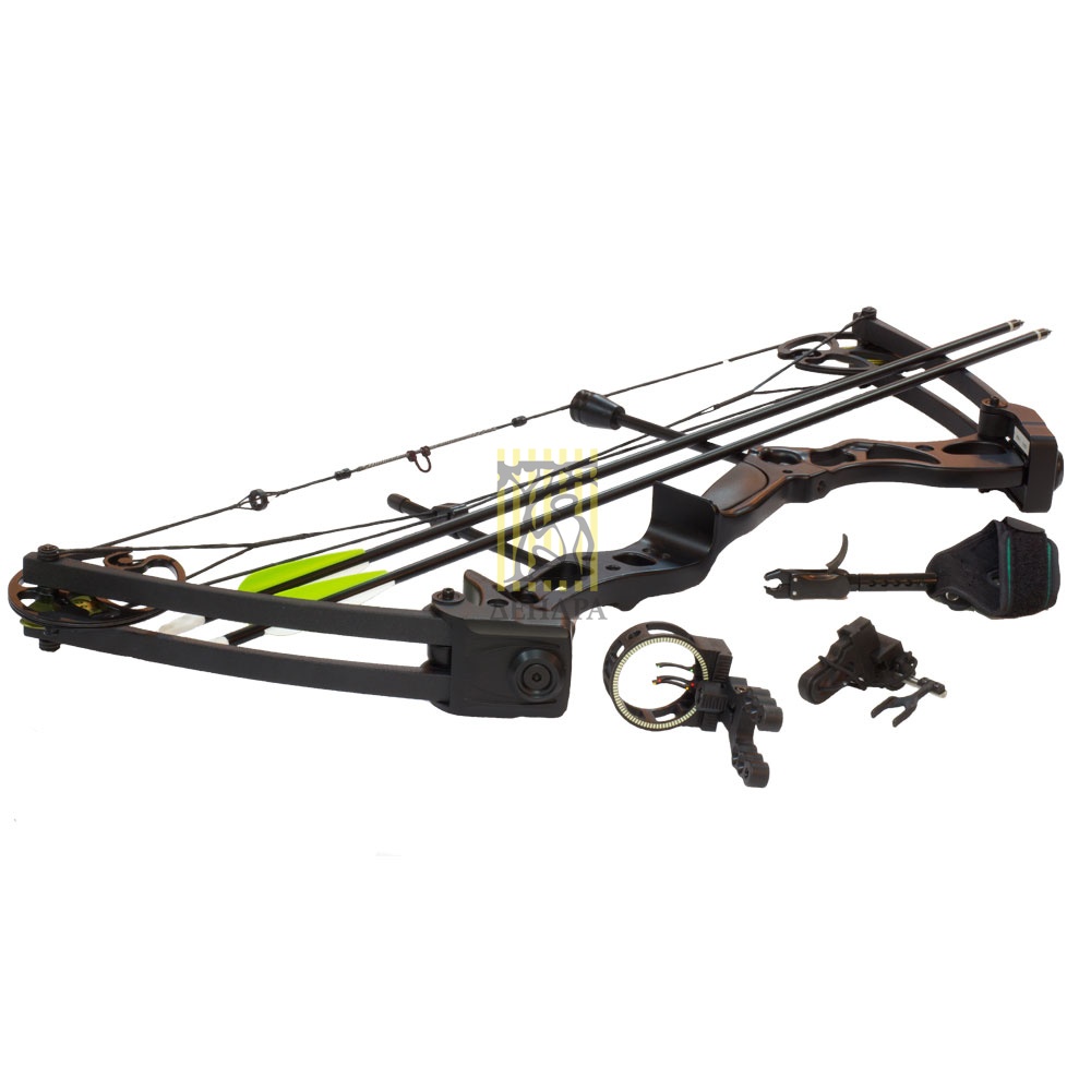 Лук блочный, плечи фиброглас, рукоять алюминий, начальная скорость 310 фут/сек, сила 60 Lbs, длина н