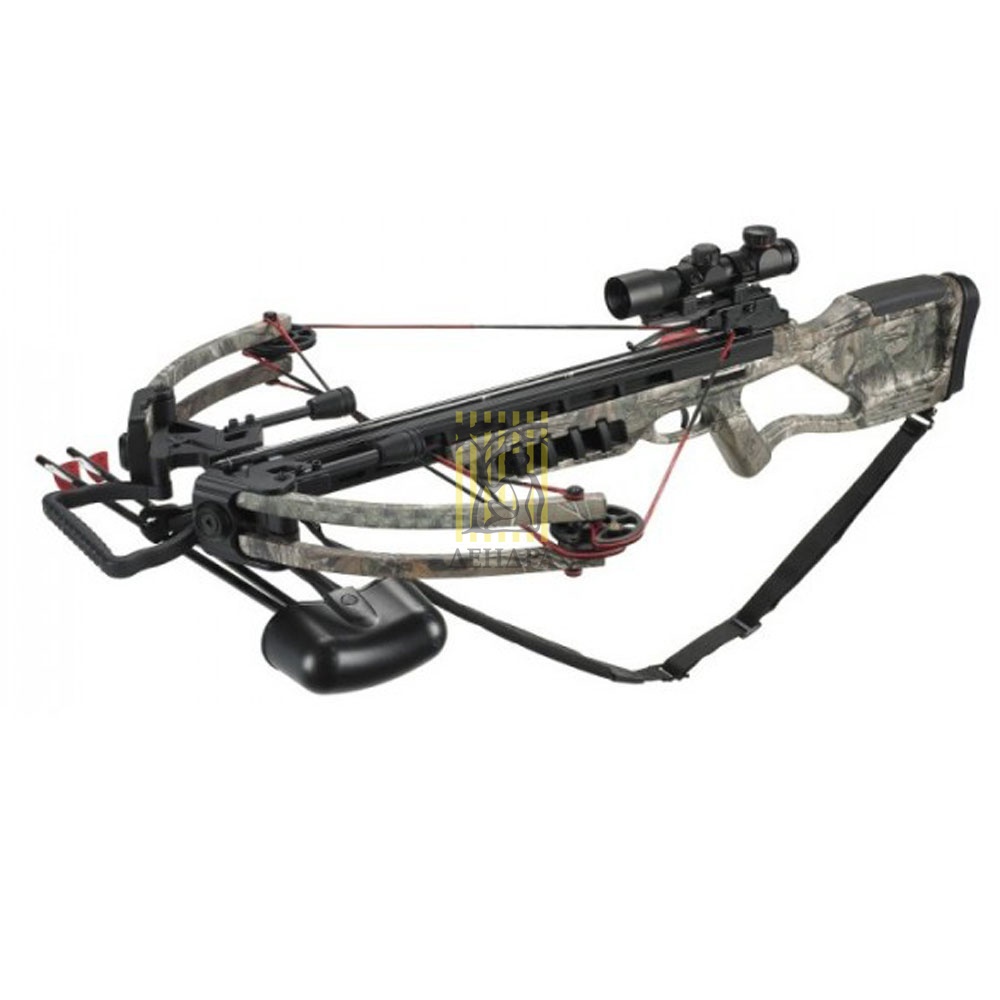 Арбалет блочный, приклад пластик, плечи фиброглас, начальная скорость 360 фут/сек, сила 95 Lbs, длин