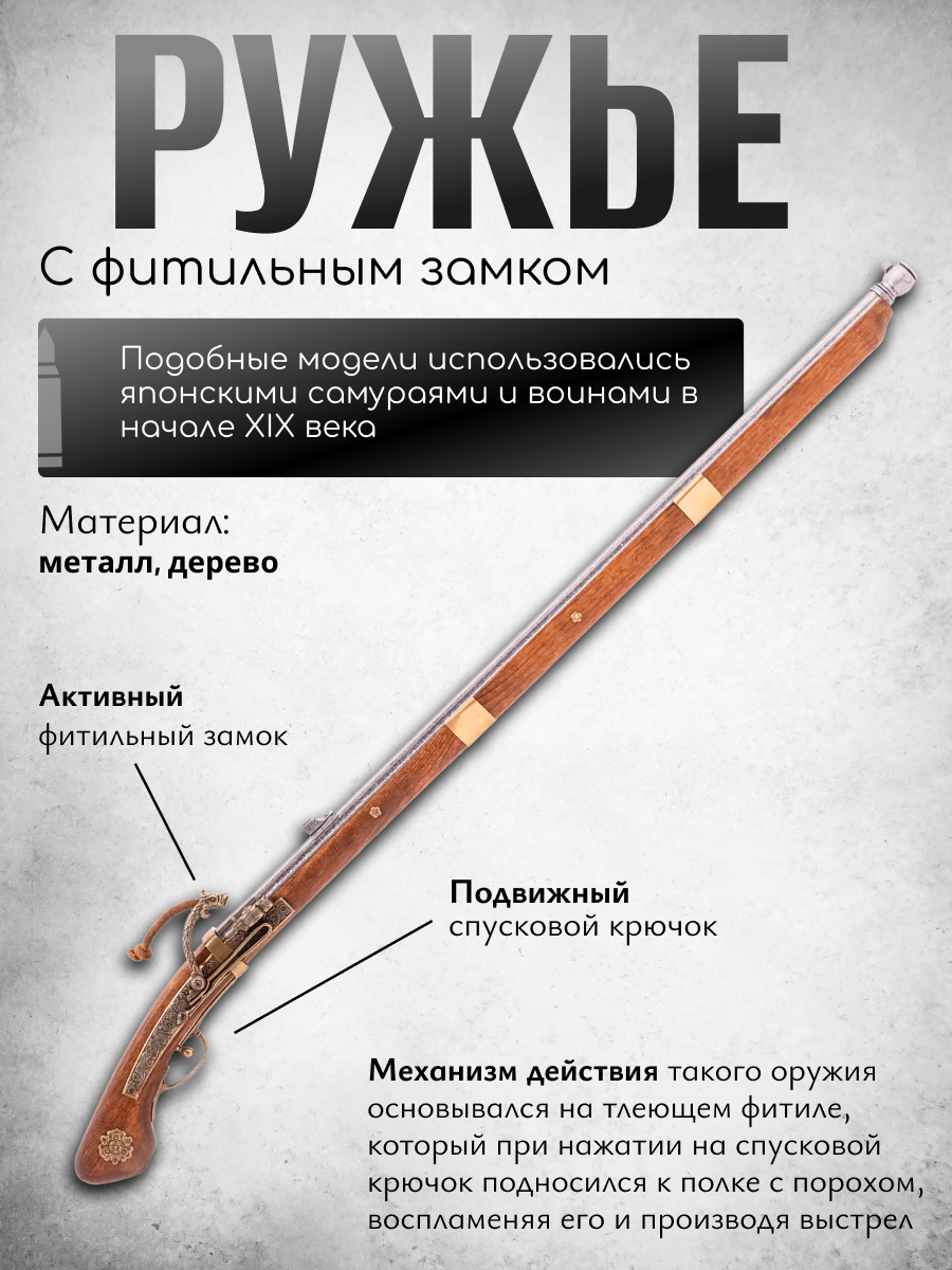 Фитильное ружье, Япония, 1800 г.