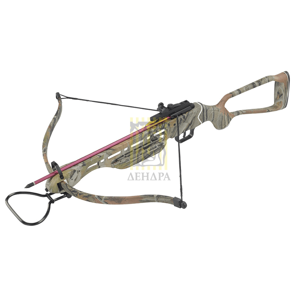 Арбалет рекурсивный силой 95Lbs, приклад и ствол алюминий, 2 алюминиевые стрелы, цвет камуфляж