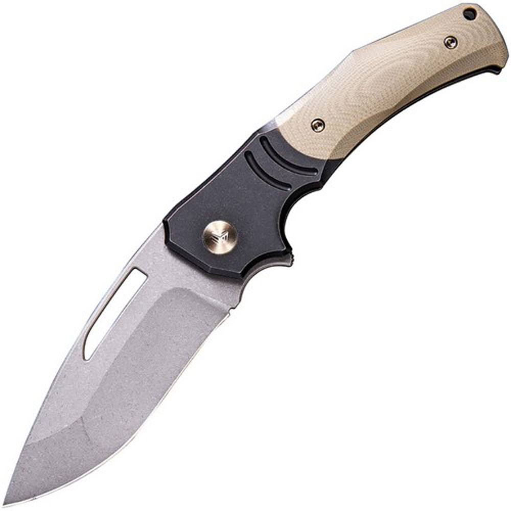 Нож складной, клинок Bohler M390, покрытие stonewash, рукоять титан, черная