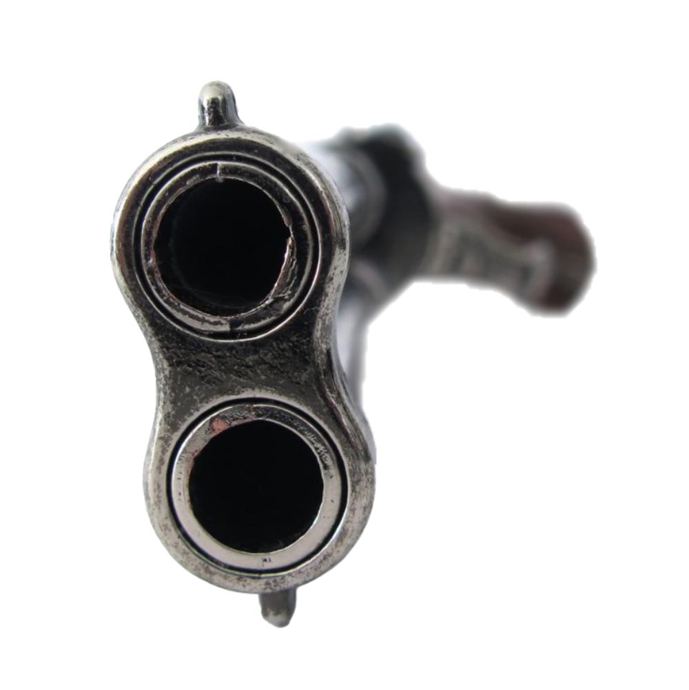 Пистолет кремневый двуствольный, репродукция с кремневым замком, из дерева и металла с имитацией гра Пистолет кремневый двуствольный, репродукция с кремневым замком, из дерева и металла с имитацией гра