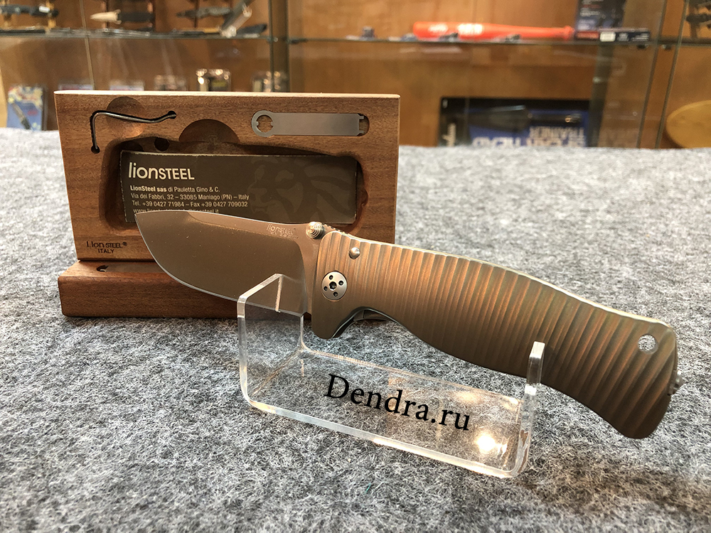 Нож "SR-1" складной, фиксатор "Roto Block", сталь Sleipner, твердость 61 HRC, рукоять титан, цвет бр