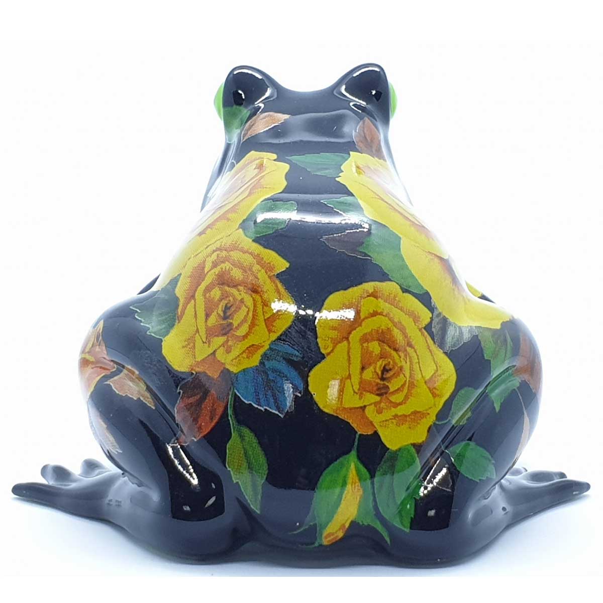 Жаба черная с розой/керамика