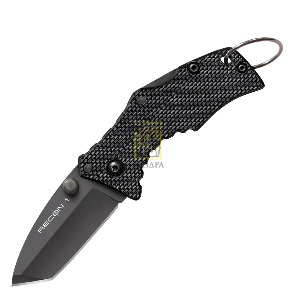 Нож «Micro Recon 1» складной, клинок tanto point, сталь AUS 8A, черное покрытие, рукоять пластик G-1