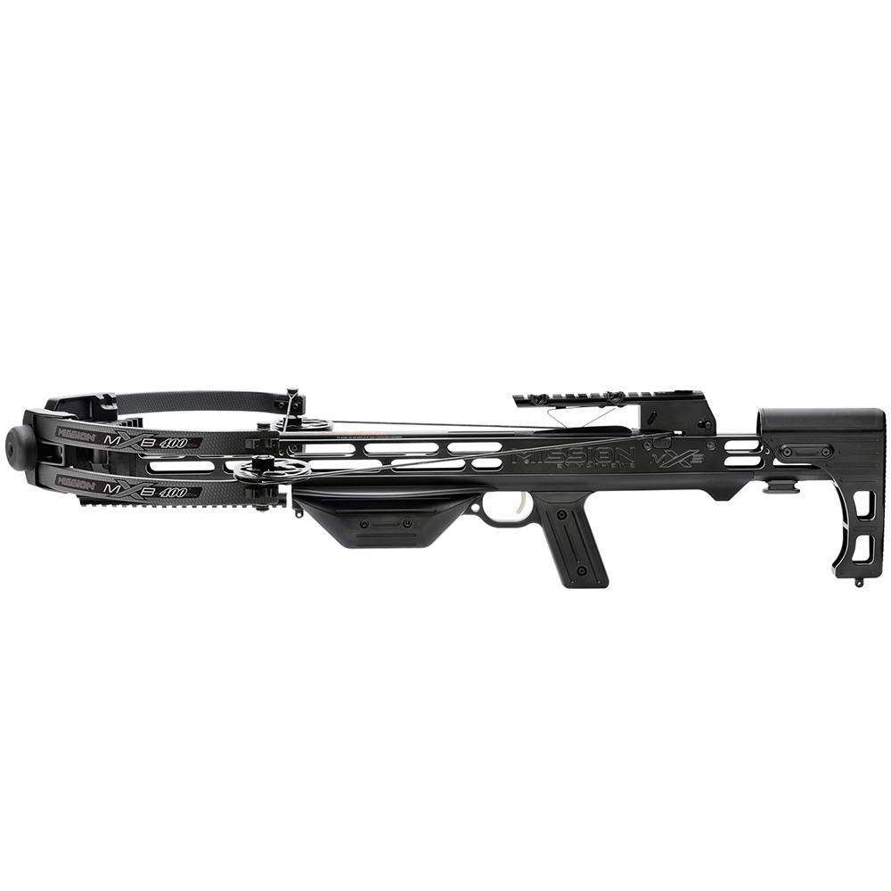 Арбалет MXB400, начальная скорость 400 фут в сек, усилие 95Lbs, ручной натяжитель, три карбоновые ст