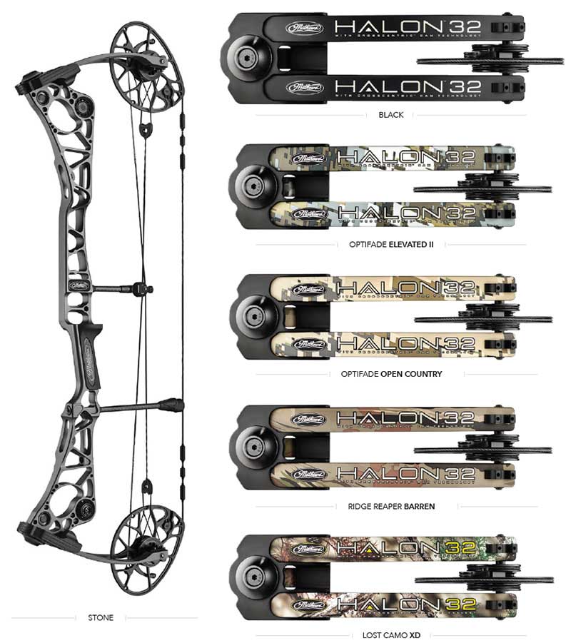 Лук блочный Halon 32, начальная скорость 343 фут в сек, сила 60 lbs, база 6" для праворуких, длина н