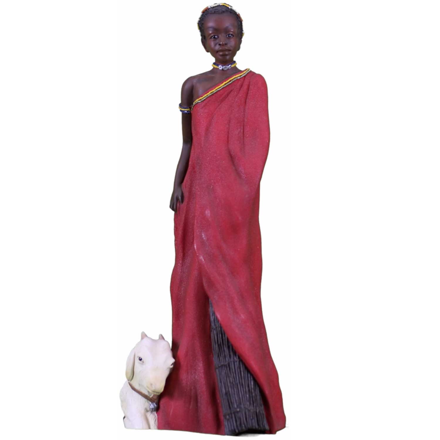 Фигурка Масаи-Амира с ягненком, цветная,полистоун Фигурка Масаи-Амира с ягненком, цветная,полистоун