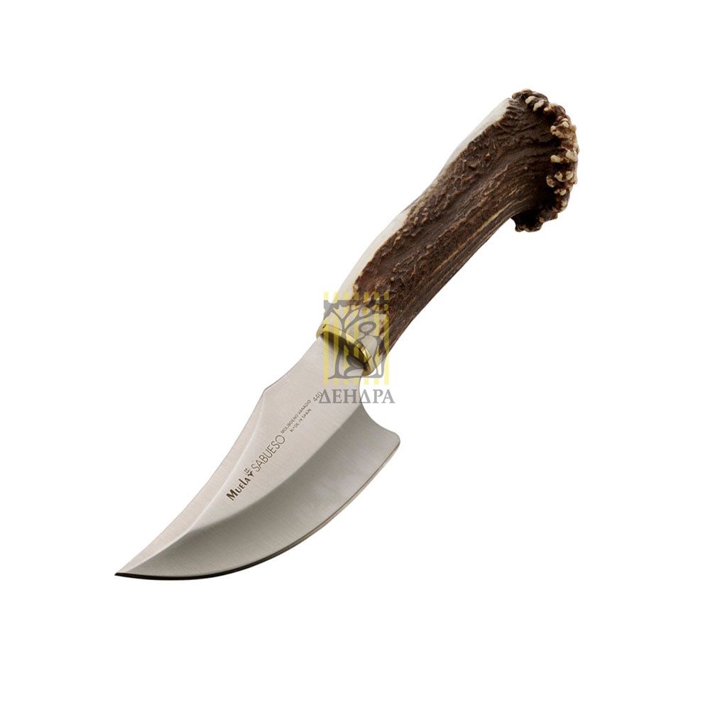 Нож-скиннер "SABUESO", клинок 11 см, рукоять рог оленя с кроной, ножны кожа