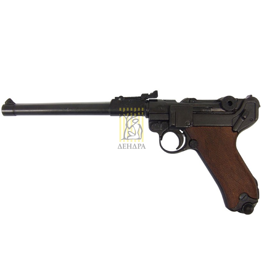 Пистолет Люгера P08, артиллерийская модель, Германия, 1917 год, с деревянными накладками на рукоять Пистолет Люгера P08, артиллерийская модель, Германия, 1917 год, с деревянными накладками на рукоять
