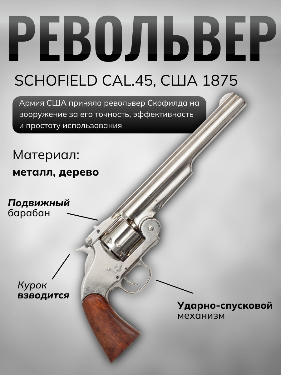 Револьвер системы "Смит&Вессон", 6-зарядный, 1869 г., сталь