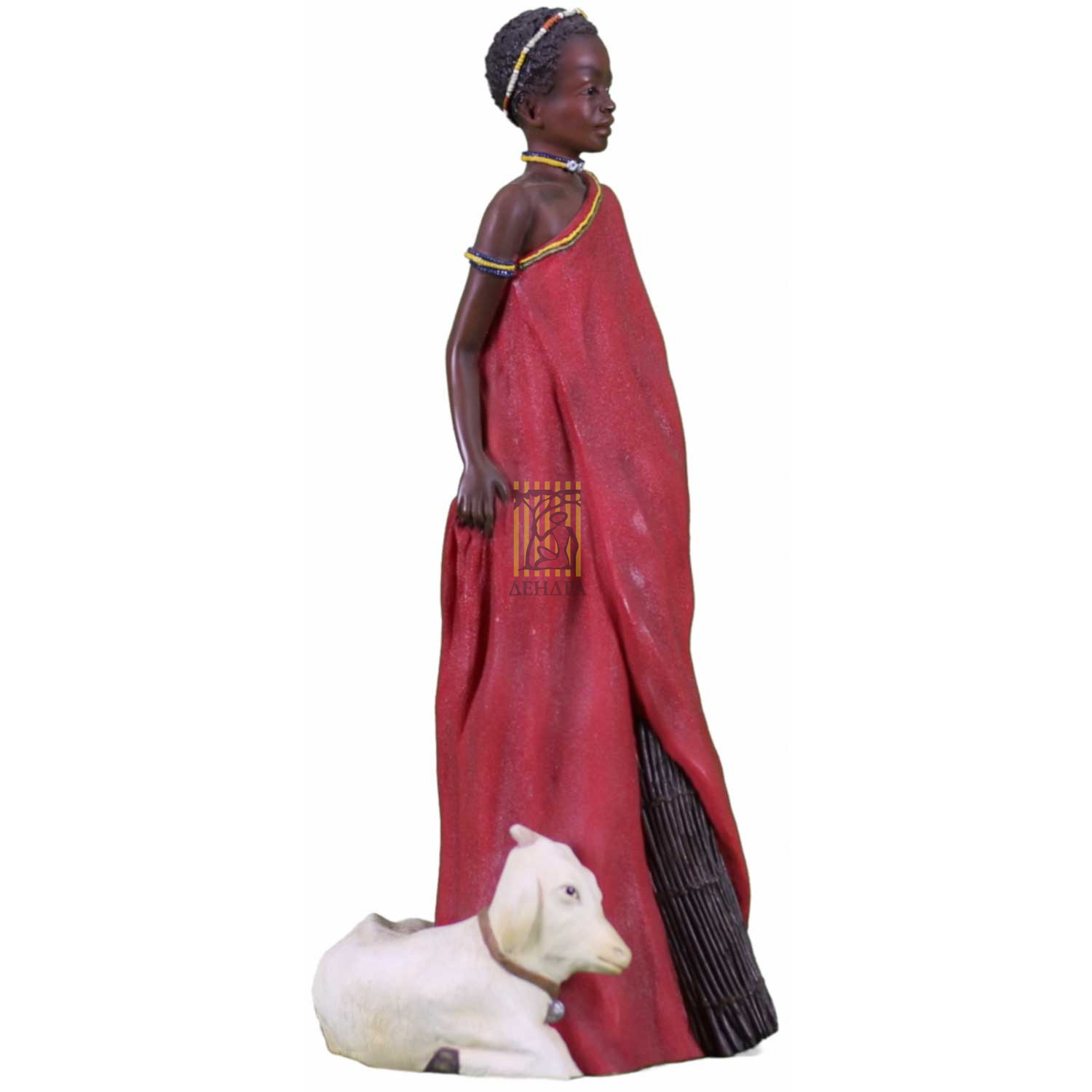 Фигурка Масаи-Амира с ягненком, цветная,полистоун Фигурка Масаи-Амира с ягненком, цветная,полистоун