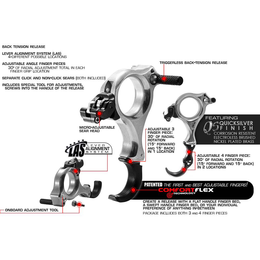 Релиз TRU Ball® Fulkrum Flex для стрельбы из лука, Т-образный, материал латунь покрытый никелем, размер M Релиз TRU Ball® Fulkrum Flex для стрельбы из лука, Т-образный, материал латунь покрытый никелем, размер M