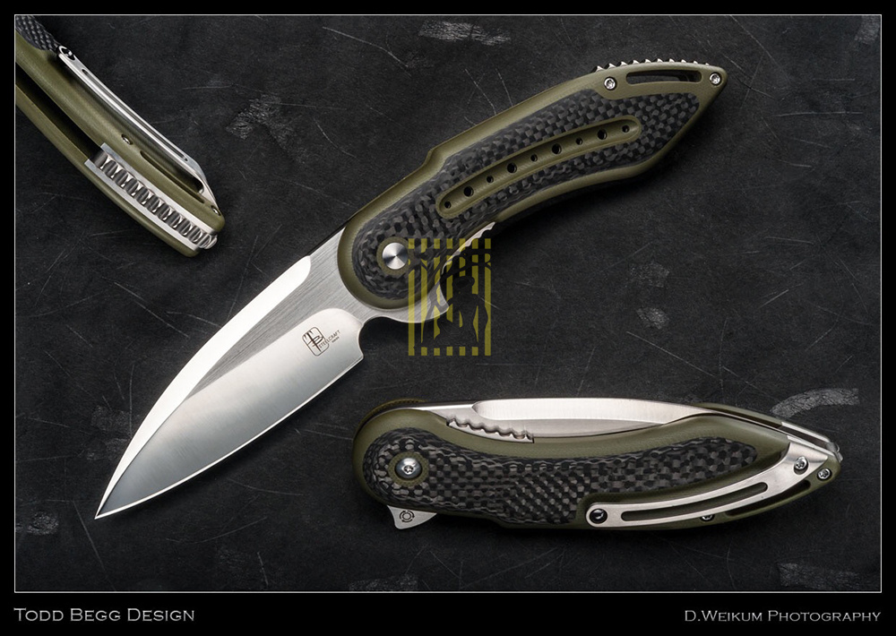 Нож Glimpse 7.0, сталь CPM-S35VN, длина клинка 3.750″, сатин, рукоять G10/карбон,зеленая,  без дола