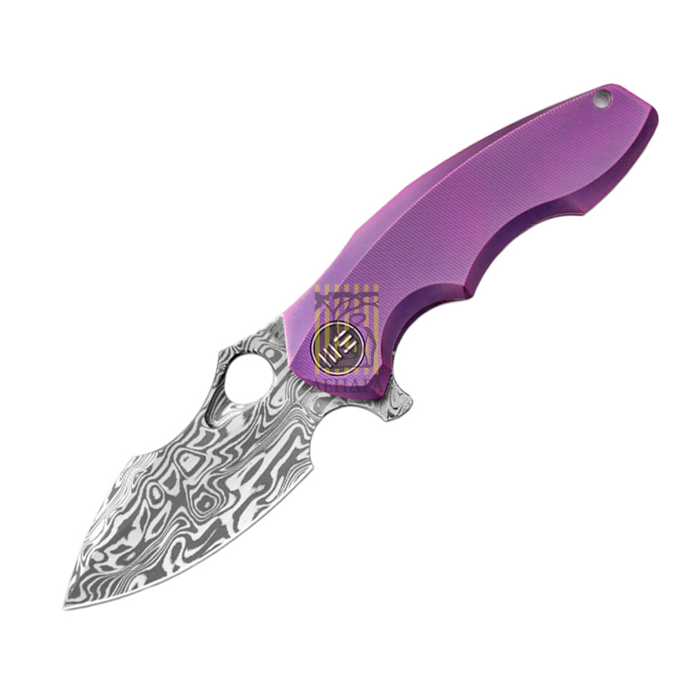 Нож 605DS, сталь Damasteel Draupner, длина клинка 76 мм, рукоять титан, цвет фиолетовый, frame lock Нож 605DS, сталь Damasteel Draupner, длина клинка 76 мм, рукоять титан, цвет фиолетовый, frame lock