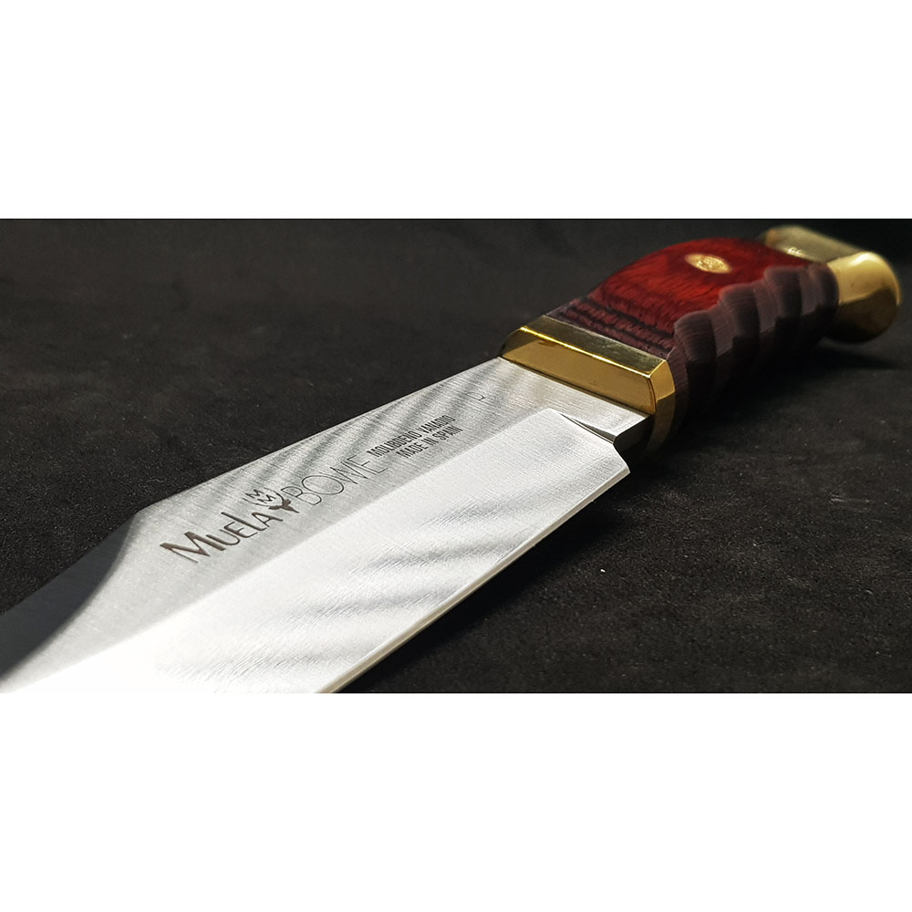 Нож "BOWIE" с фикс клинком длиной 18 см, рукоять Pakka wood, ножны кожа