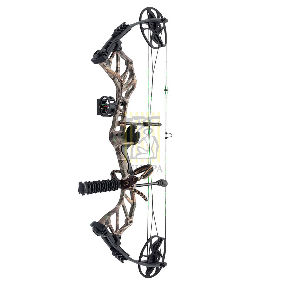 Лук блочный, сила 60 Lbs, между осями 30", длина натяжения 19-31", с комплектом аксессуаров: 4 карбо