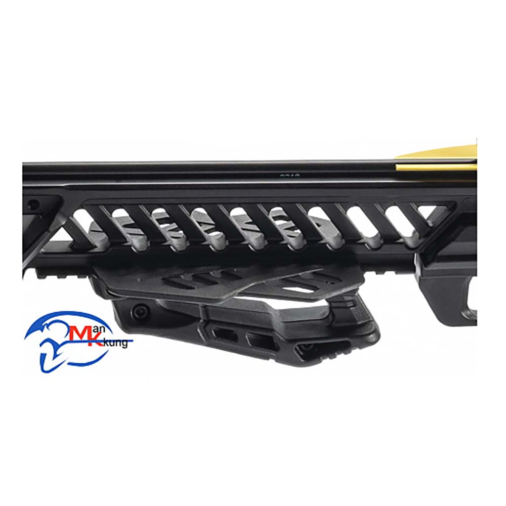 Арбалет рекурсивный, начальная скорость 255 фут/сек, размах плечей 26", длина натяжения 11", сила 94