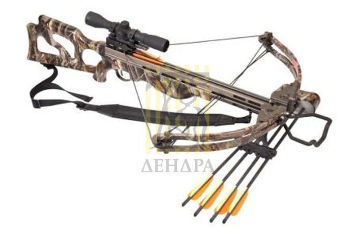 Арбалет блочный G3,скоп 4х32, кивер на 6 стрел,4 карбоновые стрелы,ремень,воск,ручн.натяжитель