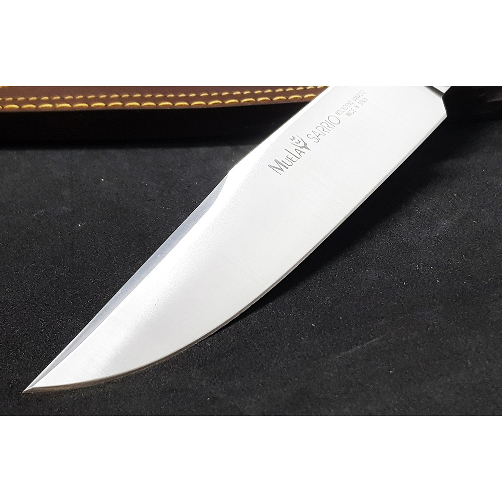 Нож "SARRIO" с фикс клинком длиной 19 см, рукоять рог оленя с кроной, ножны кожа